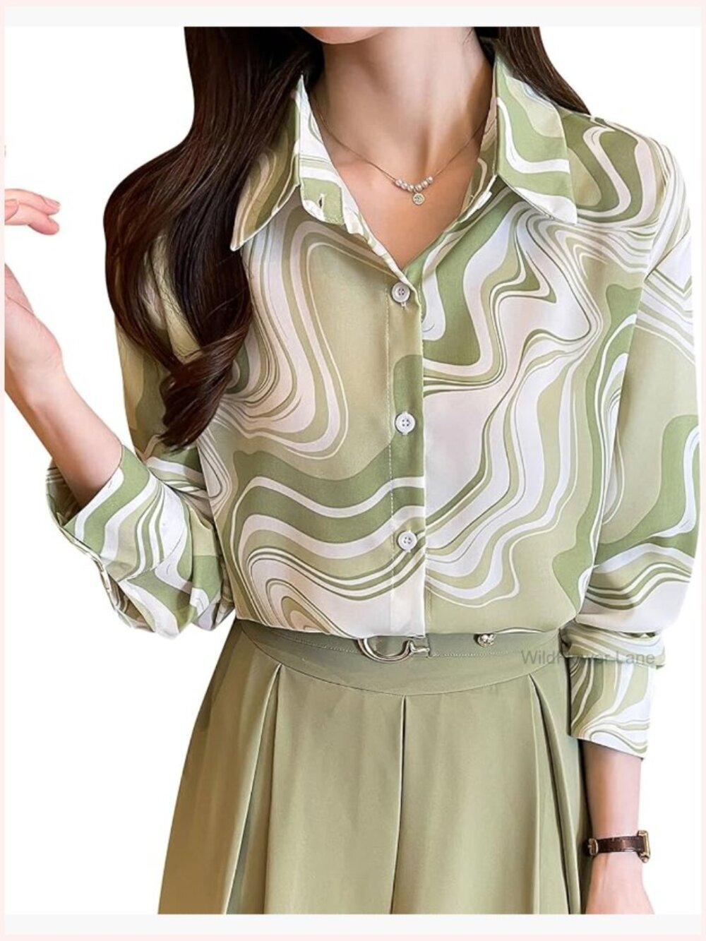 Long Sleeve Blouse Lapel Collared Floral Print Button Down Loose Tops